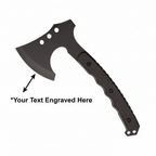 Black finish stainless axe head with 4.5" cutting edge. Black textured synthetic handle. - Hadi Craft