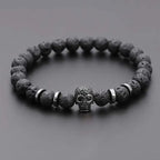 Black lava skull stone bracelet natural - Hadi Craft