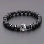 Black lava skull stone bracelet natural - Hadi Craft