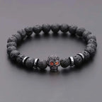 Black lava skull stone bracelet natural - Hadi Craft
