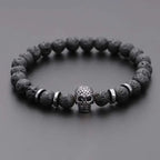 Black lava skull stone bracelet natural - Hadi Craft