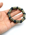 Black lava stone rune bracelet with Asgard Crafted Silver Rune - Hadi Craft