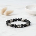 Black lava stone rune bracelet with Asgard Crafted Silver Rune - Hadi Craft