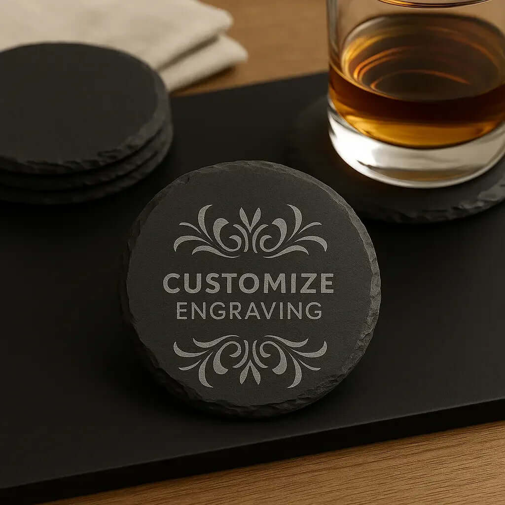 Black slate Coaster with customize Engraving - Hadi Craft