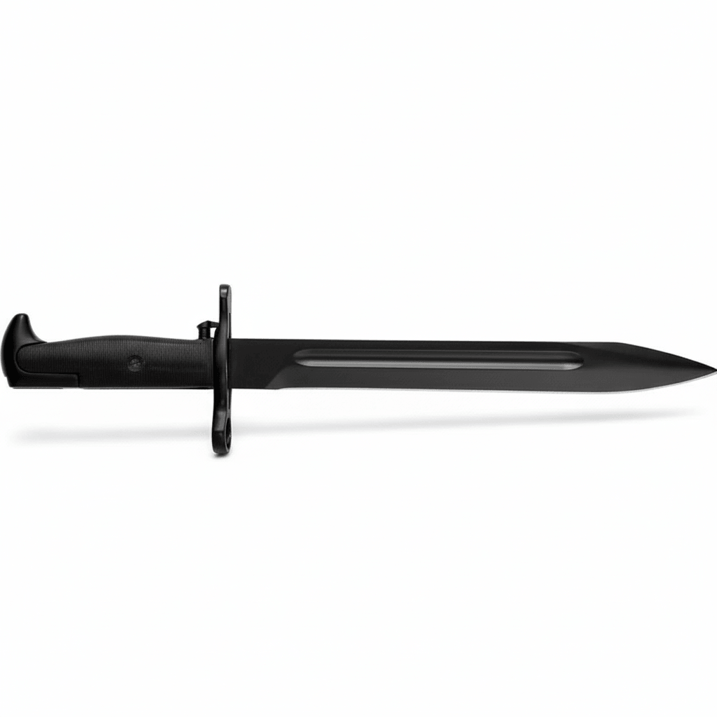Black stainless steel fixed-blade knife Black grooved stainless handle - Hadi Craft