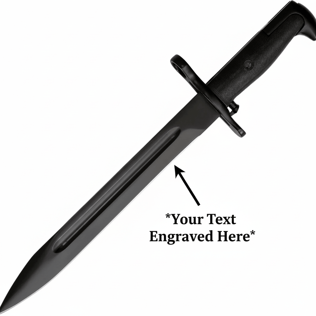 Black stainless steel fixed-blade knife Black grooved stainless handle - Hadi Craft