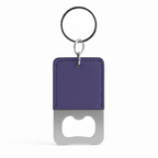 Blue Leather Keychain with Bottle opener customize laser engraving - Hadi Craft
