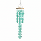 Blue capiz shell wind chimes for outside Home decor Handcrafted - Hadi Craft