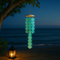 Blue capiz shell wind chimes for outside Home decor Handcrafted - Hadi Craft