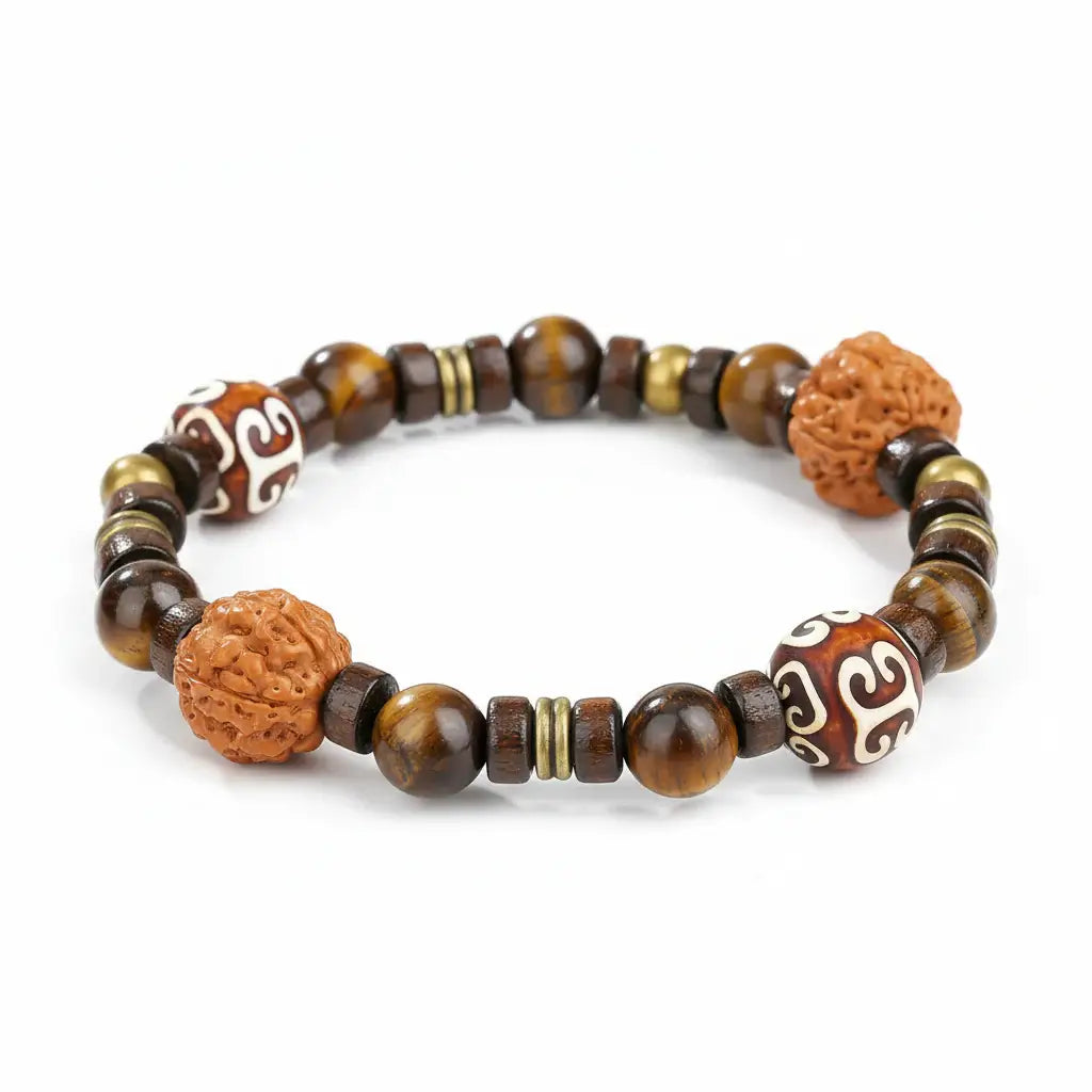 Bodhi Wood Tiger Eye Bracelet For Men - Hadi Craft