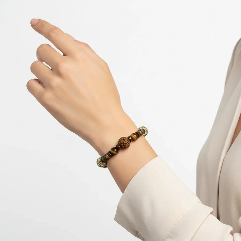 Bodhi Wood Tiger Eye Bracelet For Men - Hadi Craft