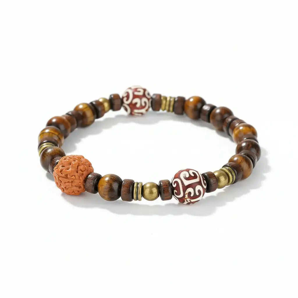 Bodhi Wood Tiger Eye Bracelet For Men - Hadi Craft