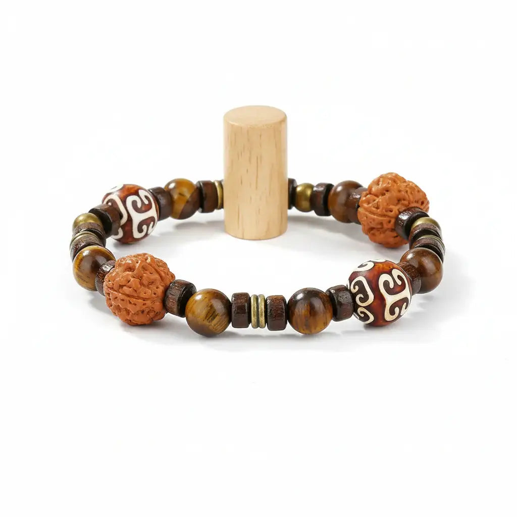 Bodhi Wood Tiger Eye Bracelet For Men - Hadi Craft