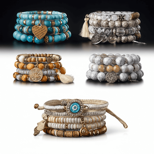 Bohemian Beaded Bracelet Set for Women & Men Handmade Stretch Stackable Bracelets - Hadi Craft