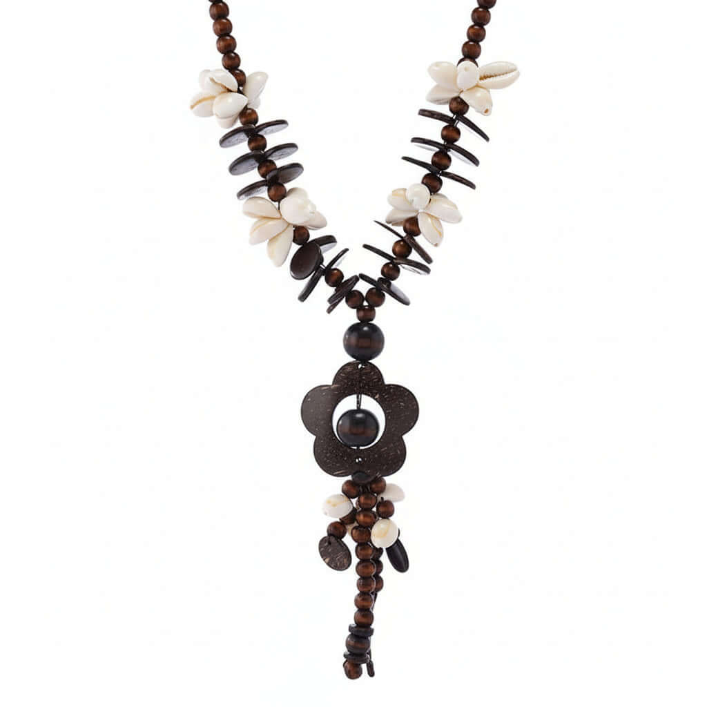 Bohemian Coconut Shell Necklace – Handmade Multi-Layer Wooden Jewelry - Hadi Craft