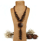 Bohemian Coconut Shell Necklace – Handmade Multi-Layer Wooden Jewelry - Hadi Craft