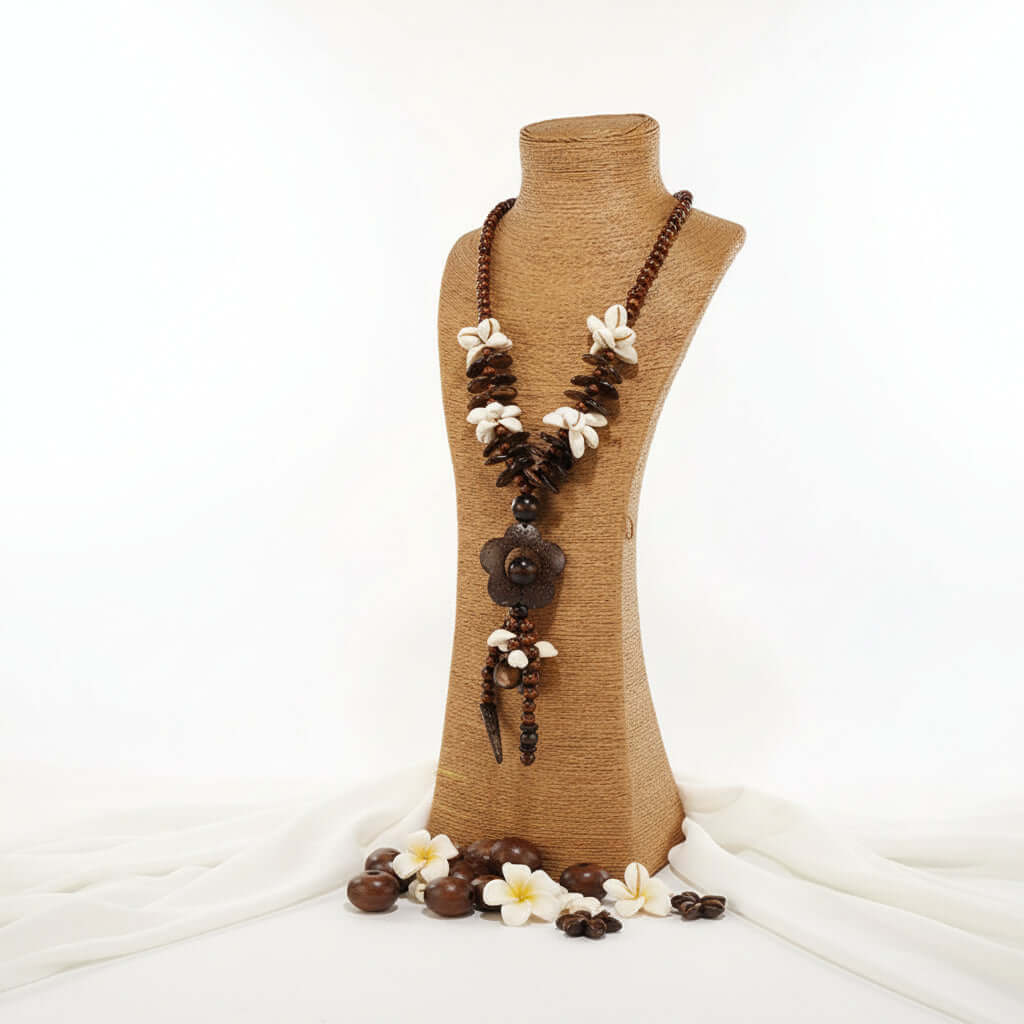 Bohemian Coconut Shell Necklace – Handmade Multi-Layer Wooden Jewelry - Hadi Craft