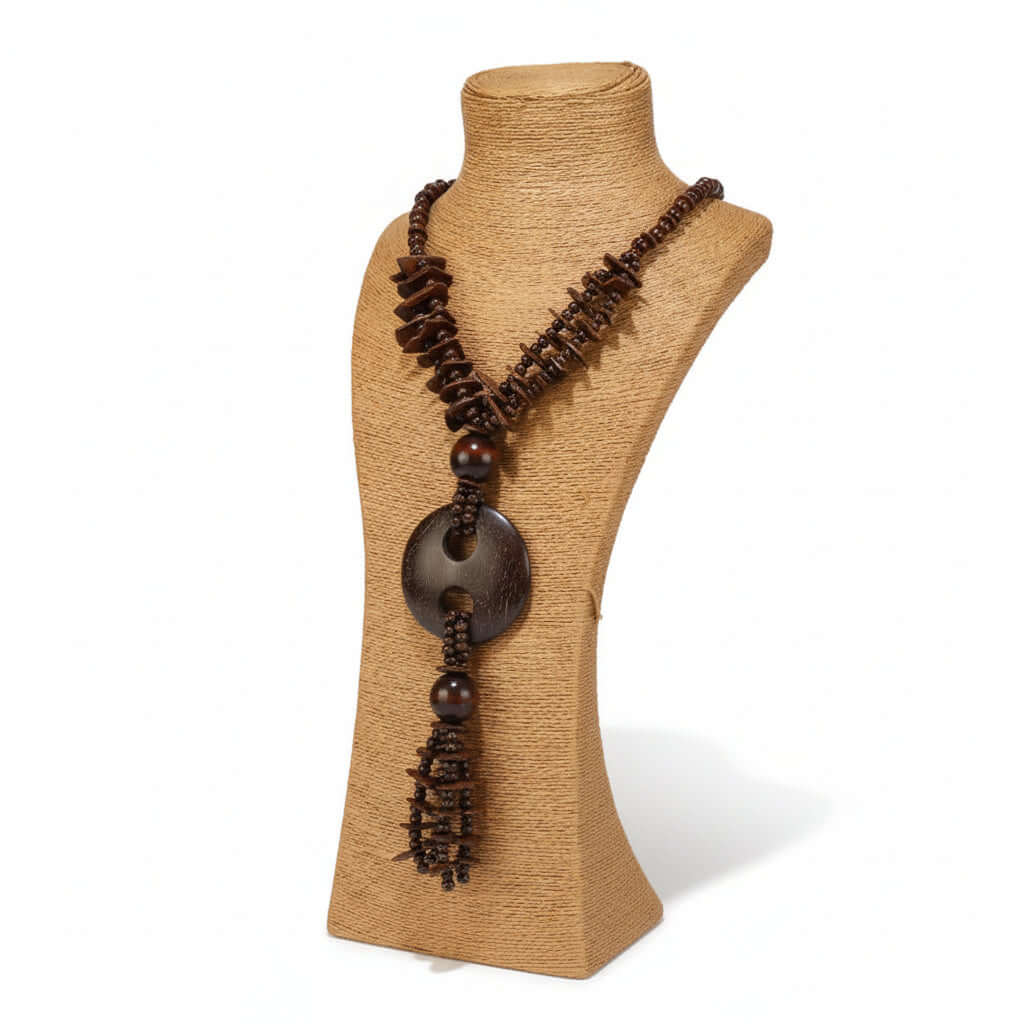 Bohemian Coconut Shell Necklace – Handmade Multi-Layer Wooden Jewelry - Hadi Craft