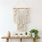 Boho Leaf Tapestry Wall Hanging – Handwoven Nordic Room Decor Curtain - Hadi Craft