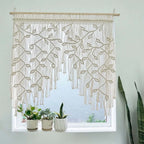 Boho Leaf Tapestry Wall Hanging – Handwoven Nordic Room Decor Curtain - Hadi Craft