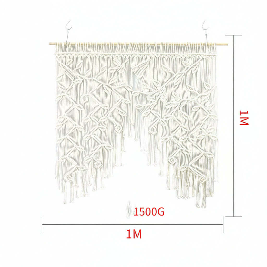 Boho Leaf Tapestry Wall Hanging – Handwoven Nordic Room Decor Curtain - Hadi Craft