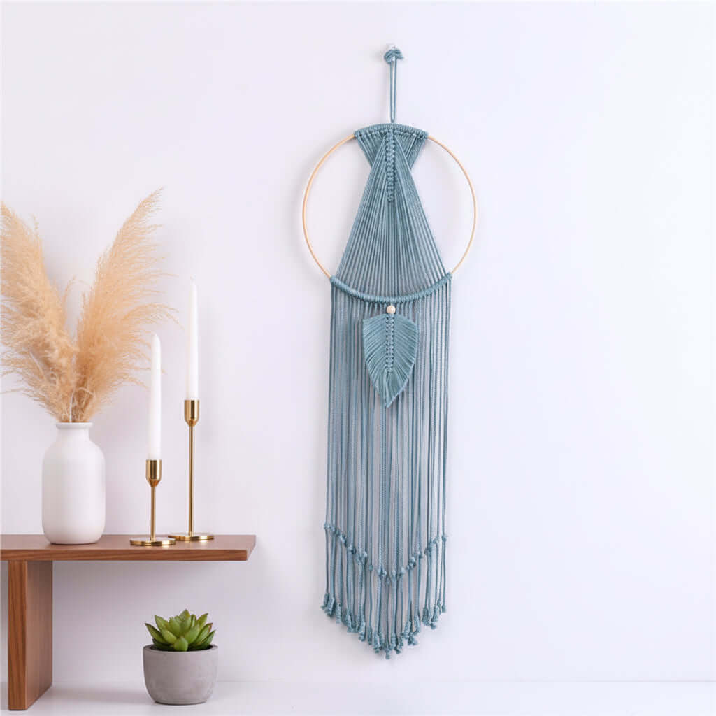 Boho Macrame Wall Hanging – Cotton Woven Tassel Tapestry Room Decor - Hadi Craft