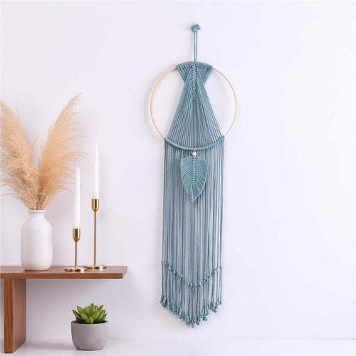 Boho Macrame Wall Hanging – Cotton Woven Tassel Tapestry Room Decor - Hadi Craft