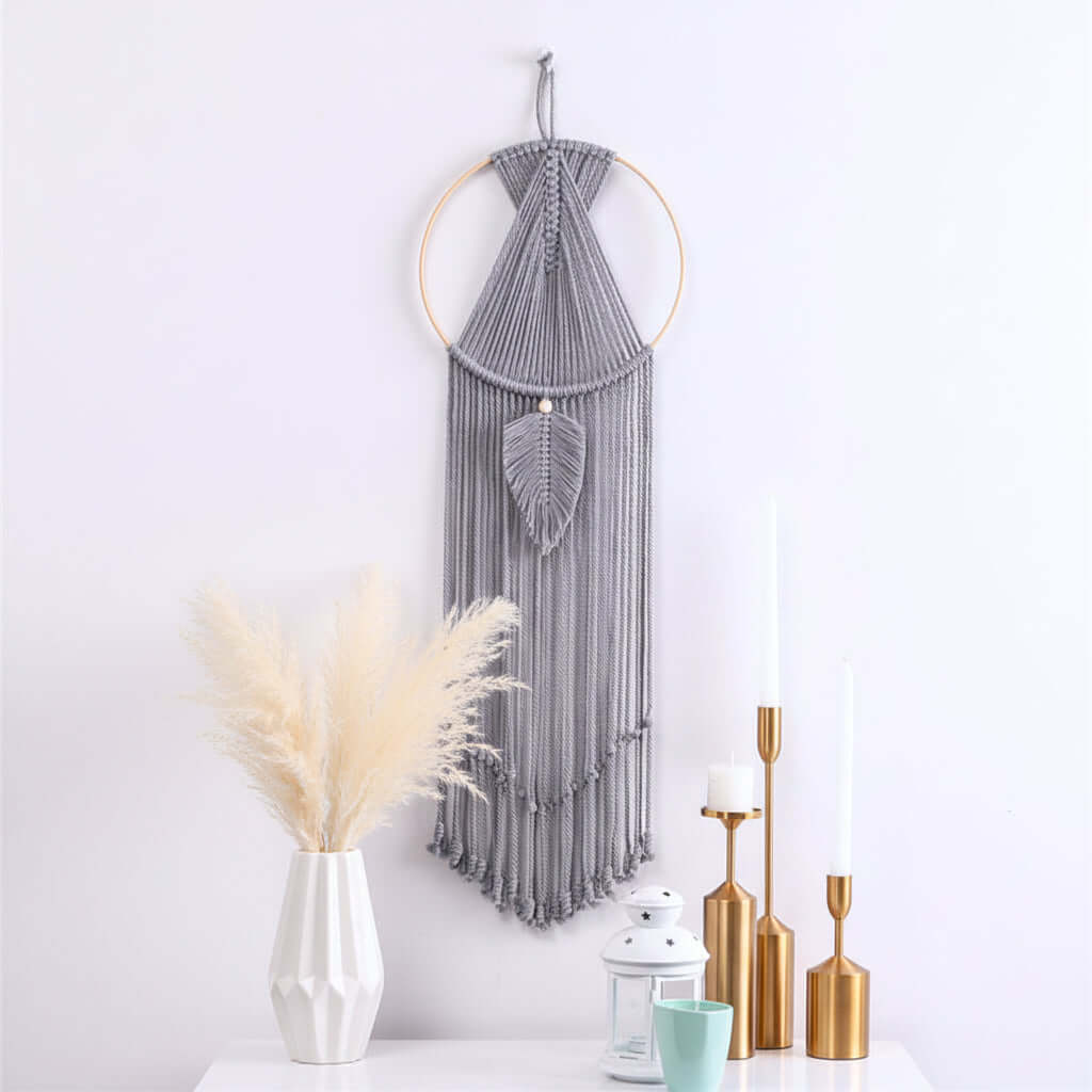 Boho Macrame Wall Hanging – Cotton Woven Tassel Tapestry Room Decor - Hadi Craft