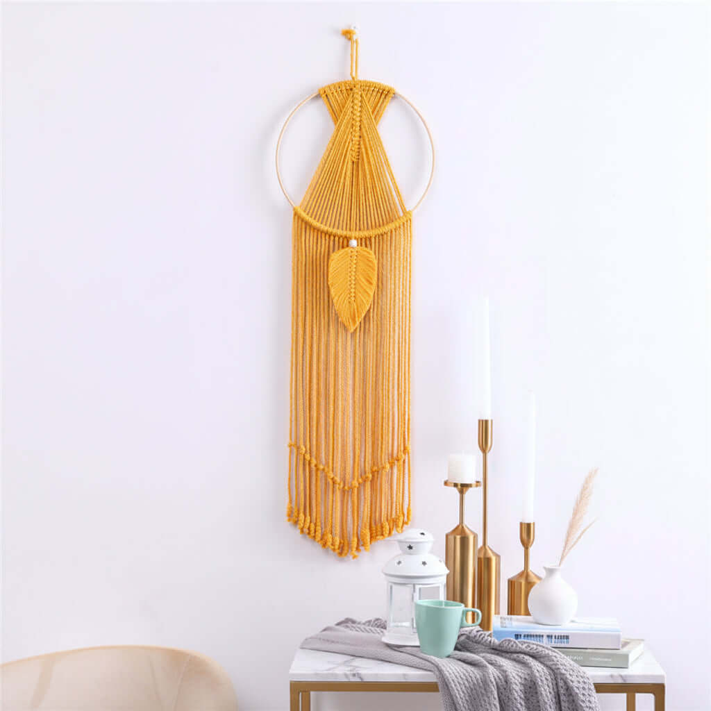 Boho Macrame Wall Hanging – Cotton Woven Tassel Tapestry Room Decor - Hadi Craft