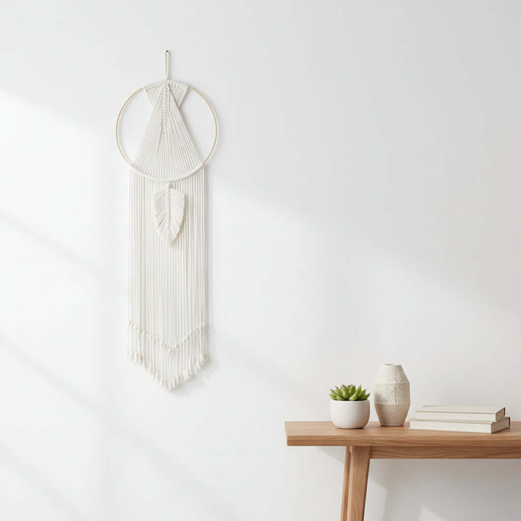 Boho Macrame Wall Hanging – Cotton Woven Tassel Tapestry Room Decor - Hadi Craft