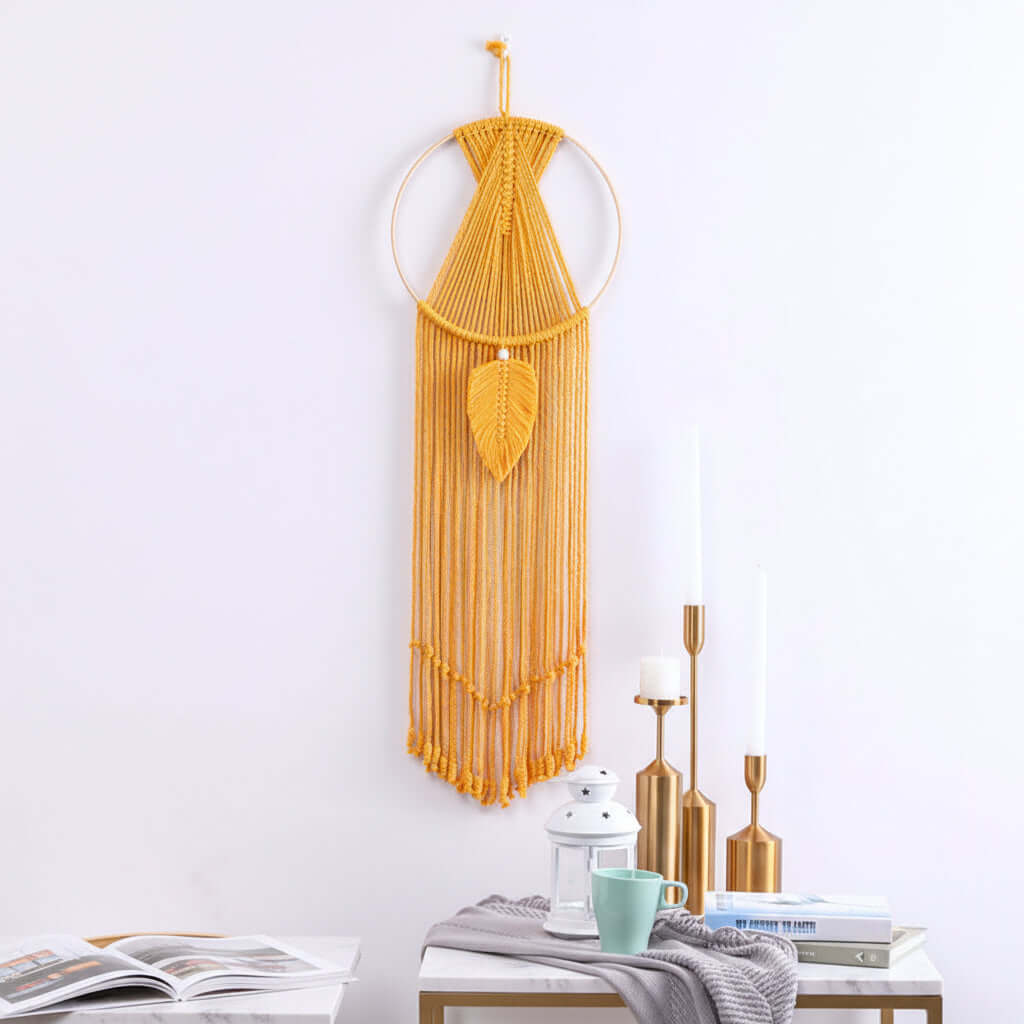 Boho Macrame Wall Hanging – Cotton Woven Tassel Tapestry Room Decor - Hadi Craft