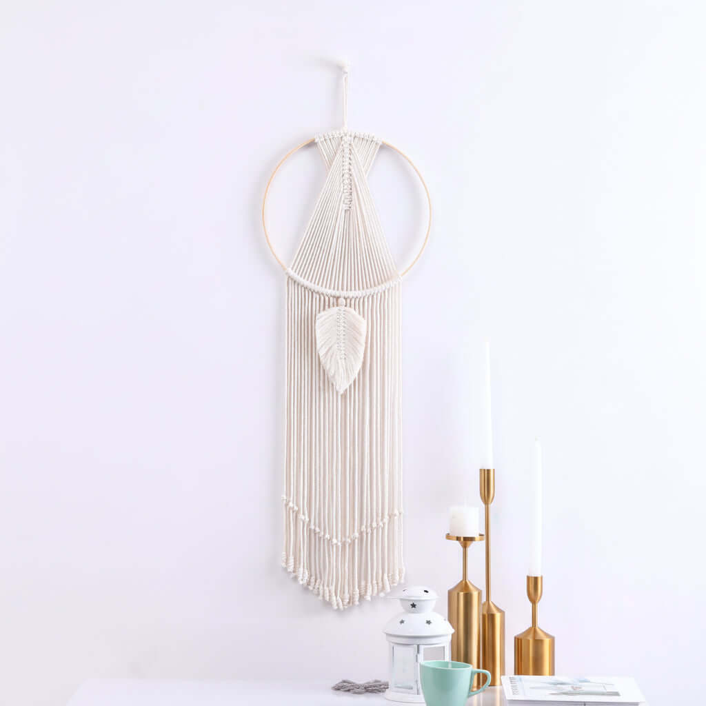 Boho Macrame Wall Hanging – Cotton Woven Tassel Tapestry Room Decor - Hadi Craft