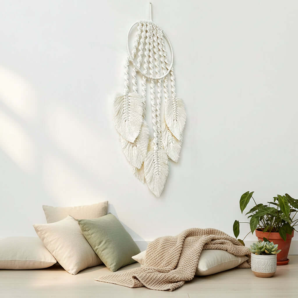 Boho Macrame Wall Hanging – Woven Cotton Tapestry Home Decor - Hadi Craft