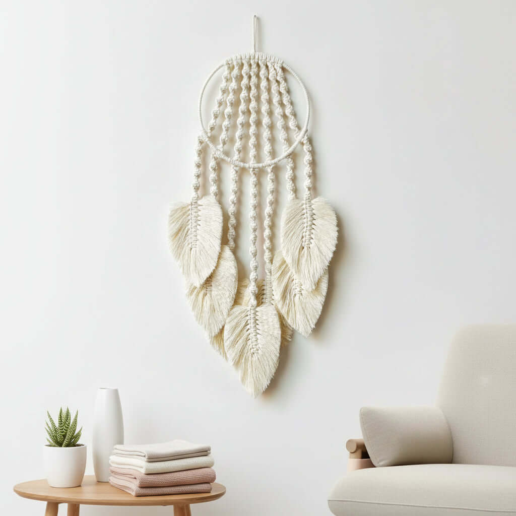 Boho Macrame Wall Hanging – Woven Cotton Tapestry Home Decor - Hadi Craft