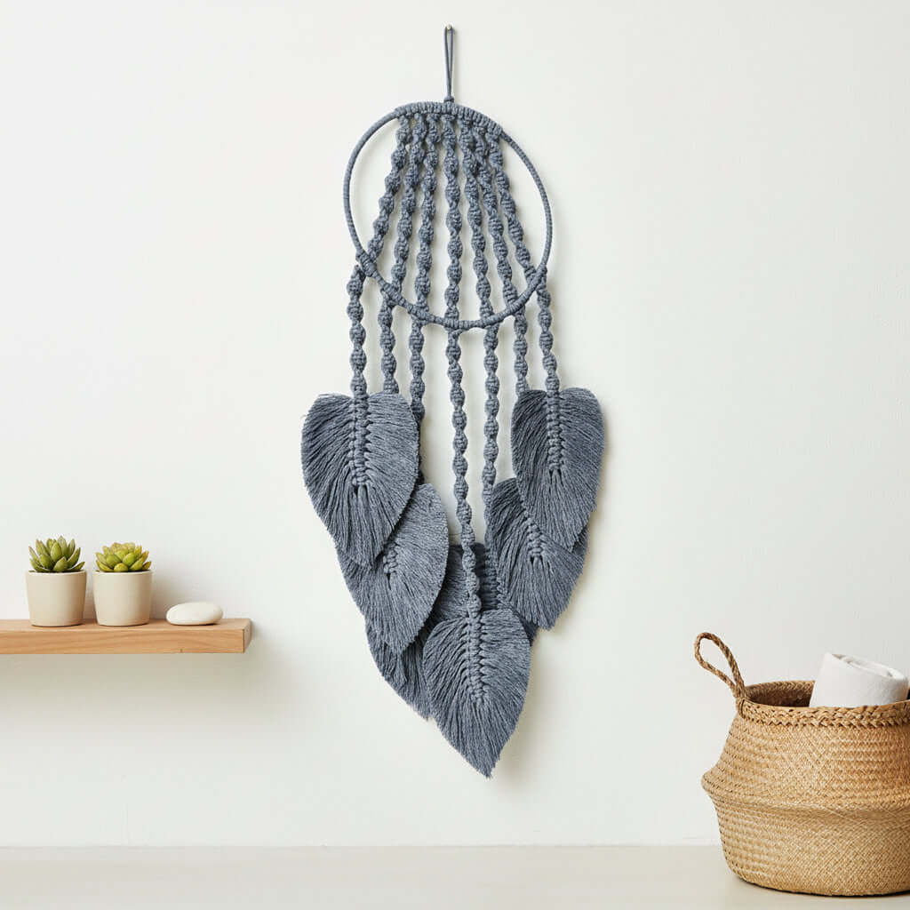 Boho Macrame Wall Hanging – Woven Cotton Tapestry Home Decor - Hadi Craft