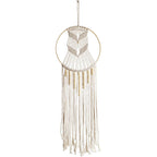 Boho Macrame Wall Shelf Hanging – Woven Cotton Decor with Bamboo Ring - Hadi Craft