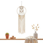 Boho Macrame Wall Shelf Hanging – Woven Cotton Decor with Bamboo Ring - Hadi Craft