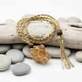 Boho Raw Crystal Macrame Necklace – Natural Stone Handmade Spiritual Pendant for Women - Hadi Craft