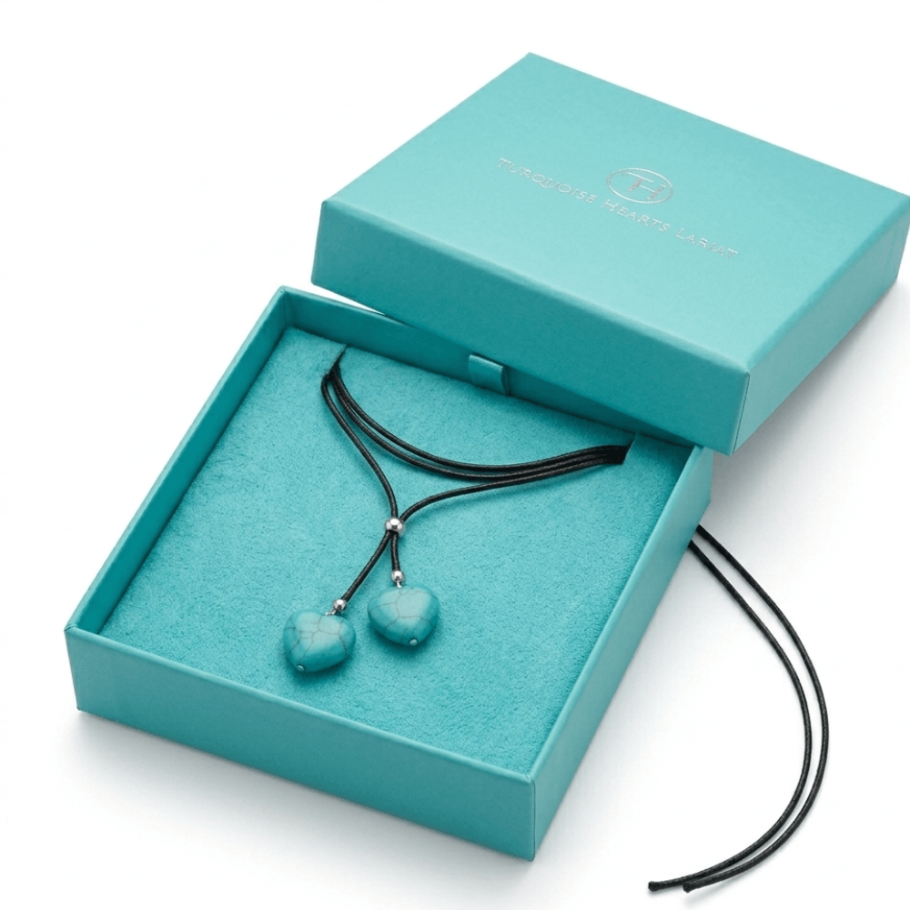 Boho Turquoise Double Layer Rope Necklace for Women | Retro Heart Pendant Statement Jewelry Gift - Hadi Craft