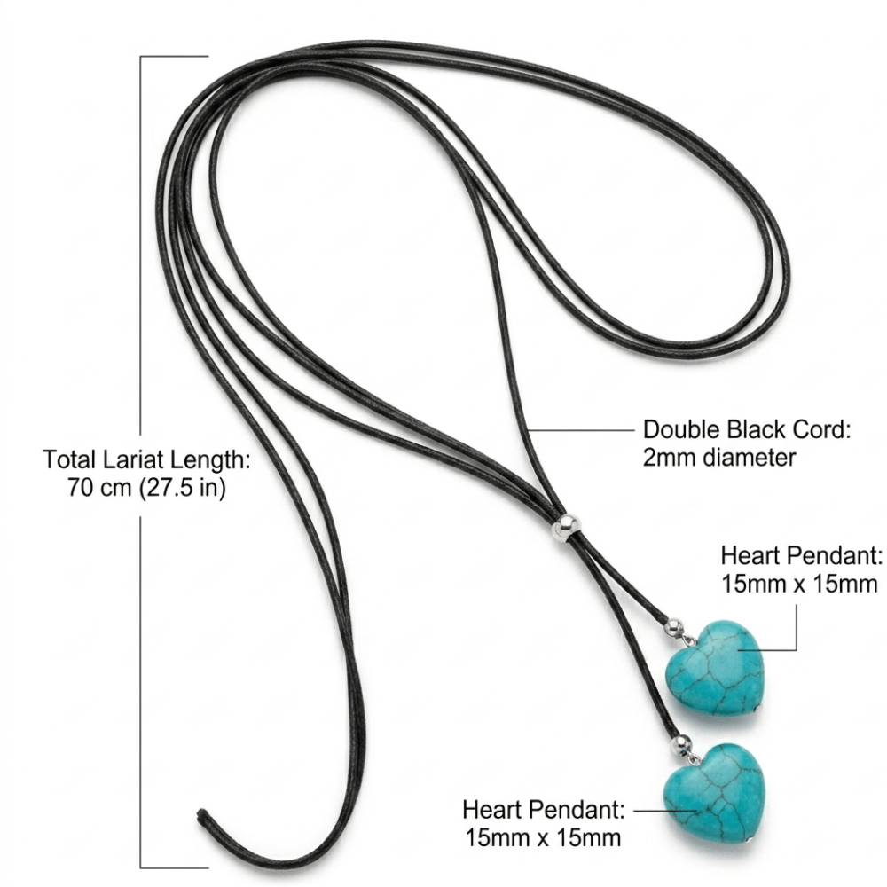 Boho Turquoise Double Layer Rope Necklace for Women | Retro Heart Pendant Statement Jewelry Gift - Hadi Craft