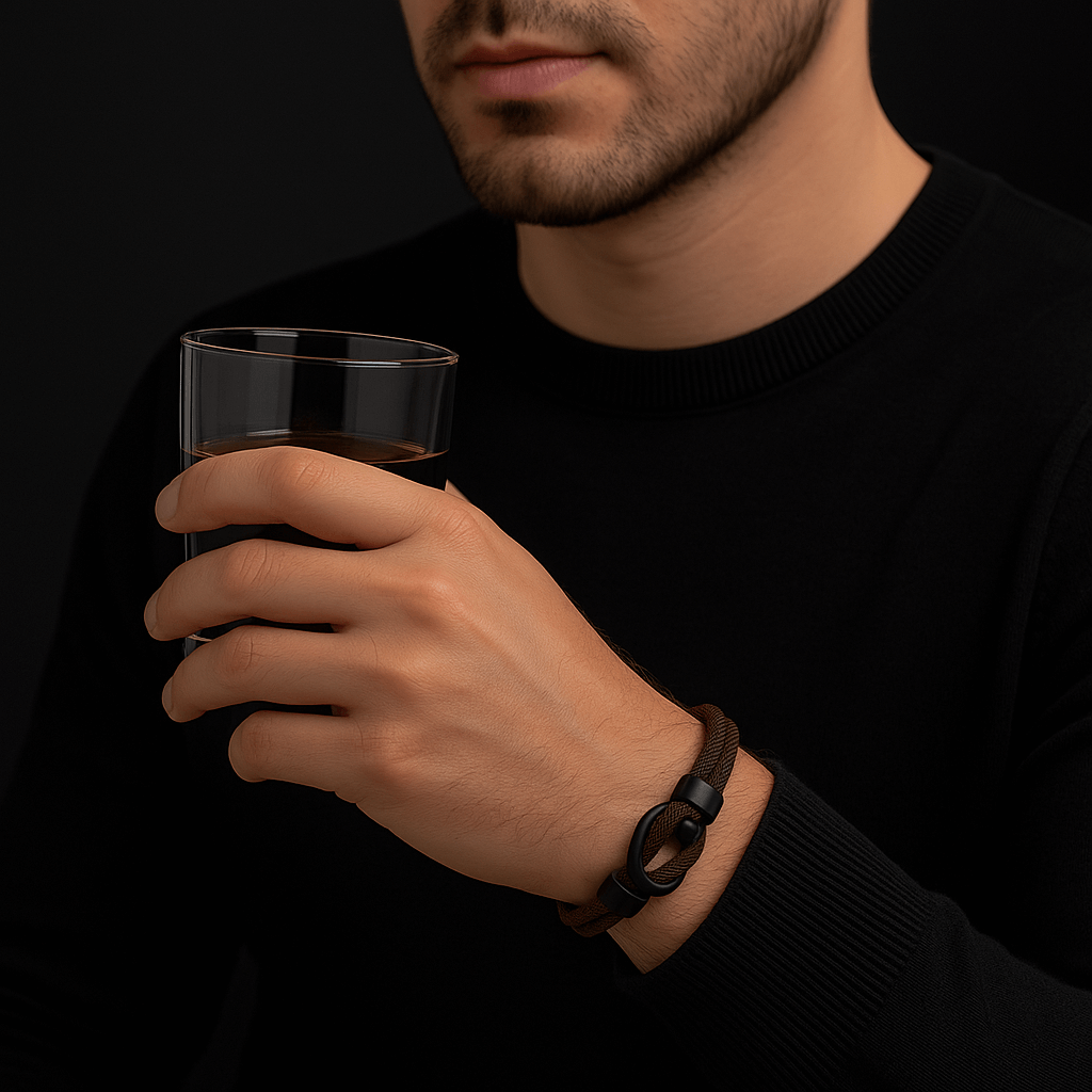 Brown Rope Bracelet – Men’s Minimalist Bracelet with Black Magnetic Clasp - Hadi Craft