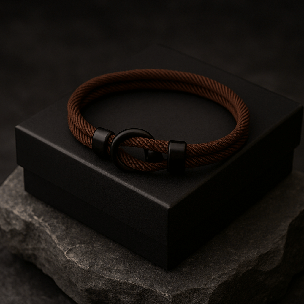 Brown Rope Bracelet – Men’s Minimalist Bracelet with Black Magnetic Clasp - Hadi Craft