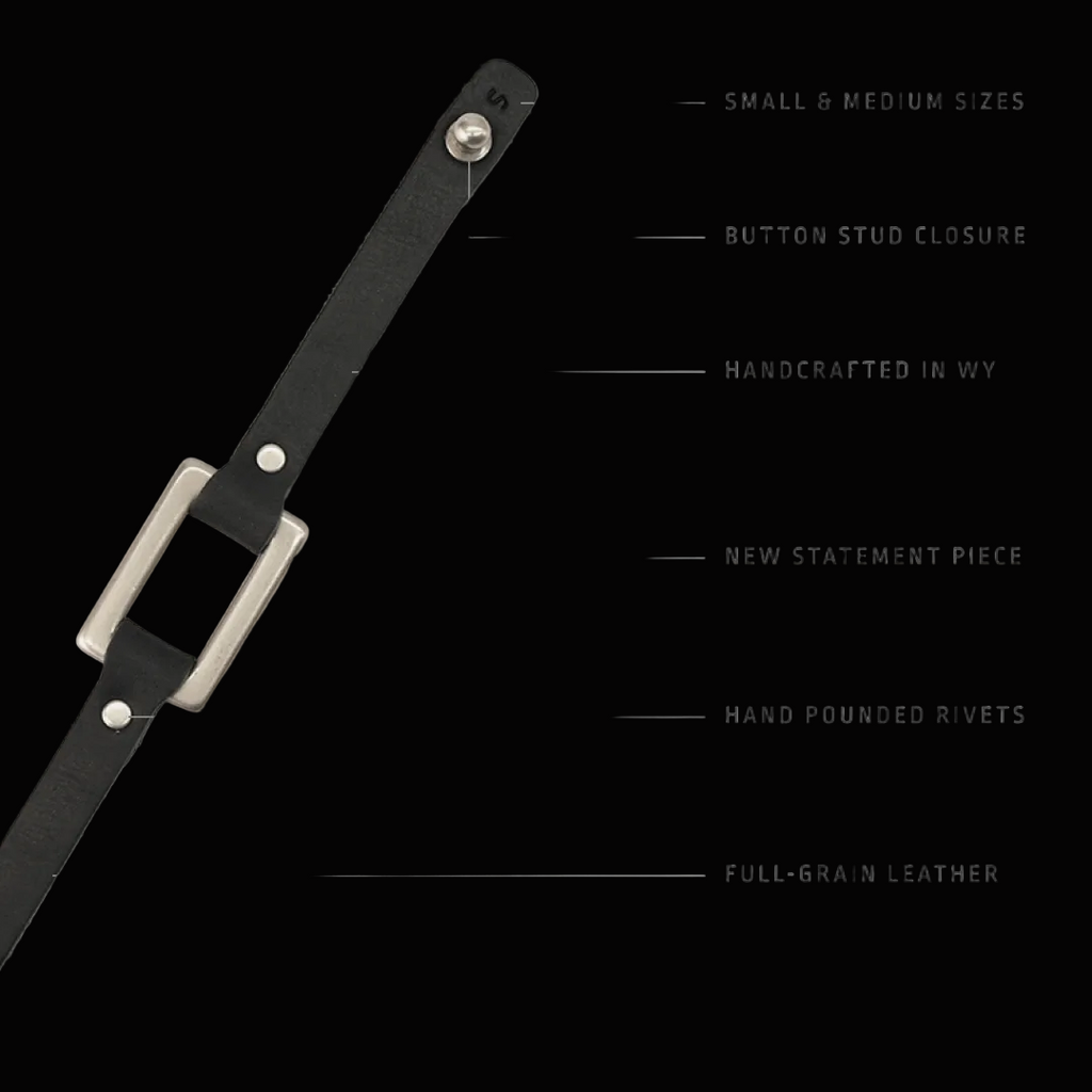 Premium Full Grain Leather Cascade Bracelet | Minimalist Leather Bracelet with Rectangular Ring