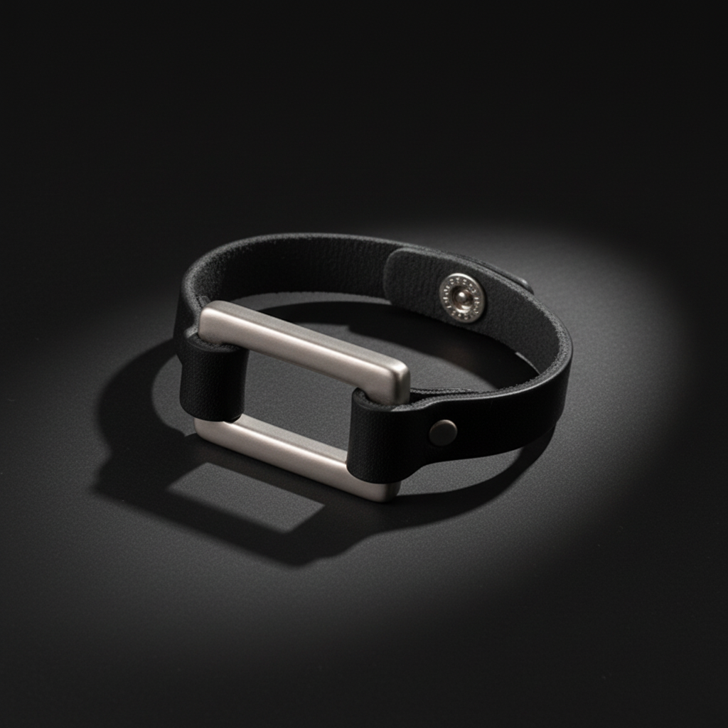 Premium Full Grain Leather Cascade Bracelet | Minimalist Leather Bracelet with Rectangular Ring