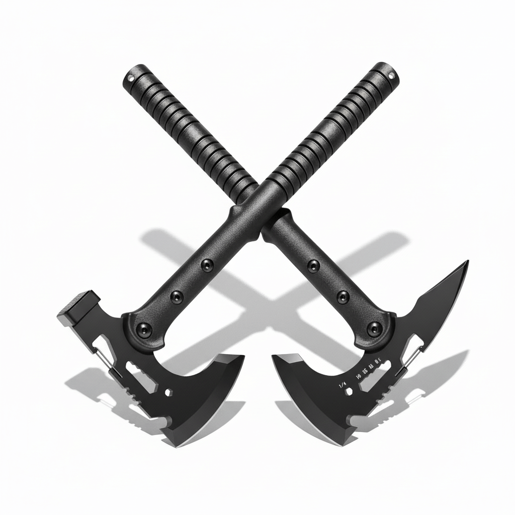Camping Axe Set 4 Piece Tactical Hatchet Set with 2 Canvas Sheaths - Hadi Craft