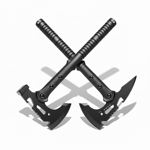 Camping Axe Set 4 Piece Tactical Hatchet Set with 2 Canvas Sheaths - Hadi Craft