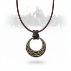 Celtic Knot Round Stainless Steel Pendant Necklace for Men – Adjustable Leather Cord Viking Gift Box - Hadi Craft