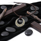 Celtic Knot Round Stainless Steel Pendant Necklace for Men – Adjustable Leather Cord Viking Gift Box - Hadi Craft