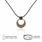 Celtic Knot Round Stainless Steel Pendant Necklace for Men – Adjustable Leather Cord Viking Gift Box - Hadi Craft