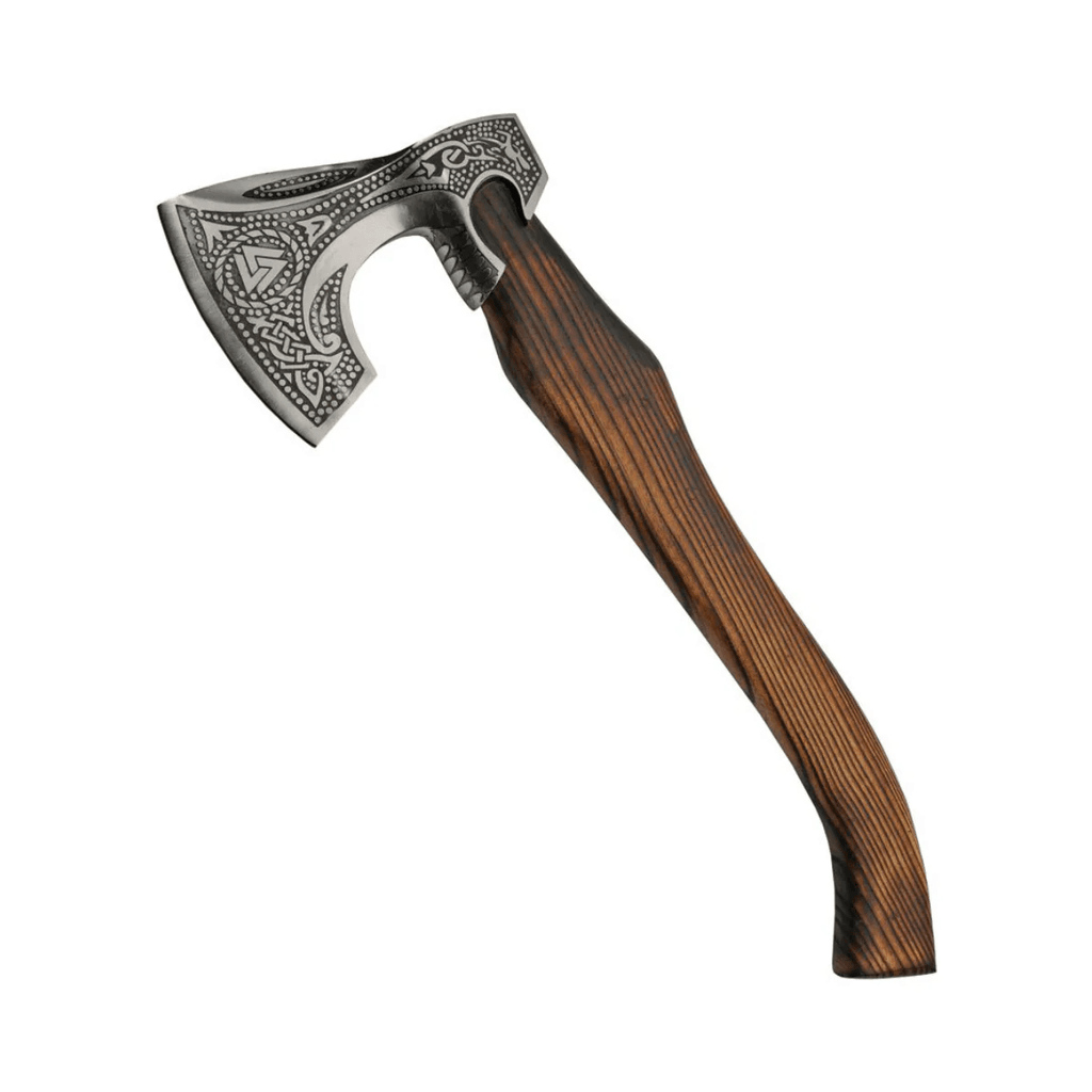 Celtic stainless axe with burnt ash handle, cutting edge Celtic symbol - Hadi Craft